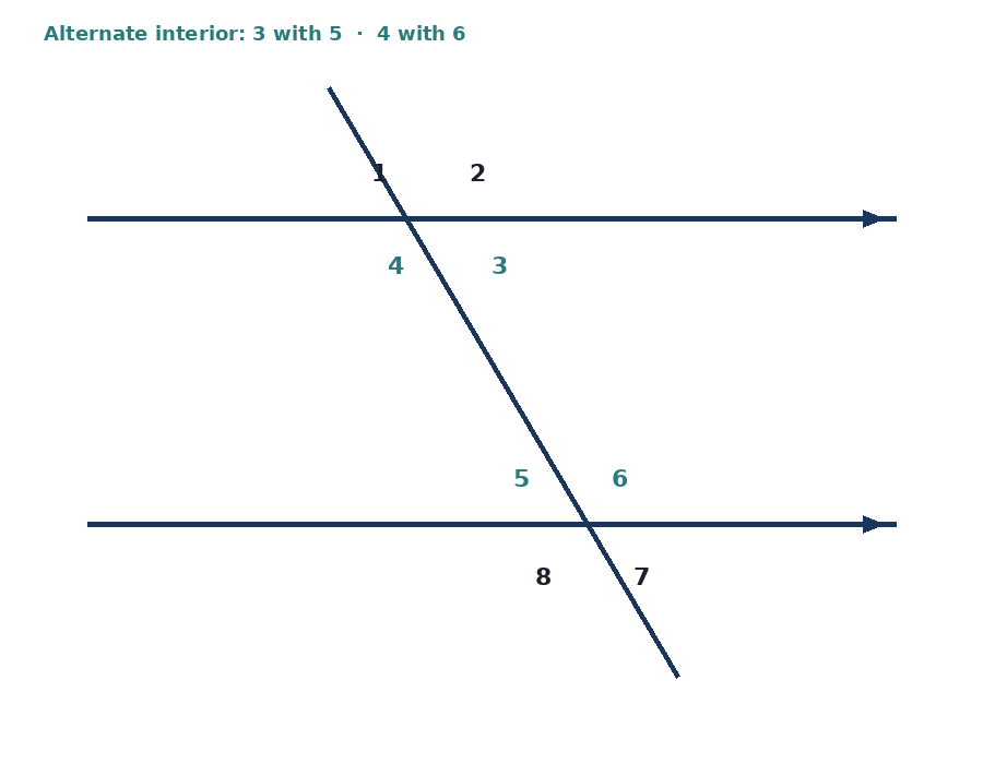 Alternate interior angle pairs on parallel lines