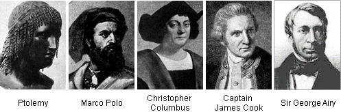 Apex's recap strip after the timeline: Ptolemy, Marco Polo, Columbus, Cook, Airy.