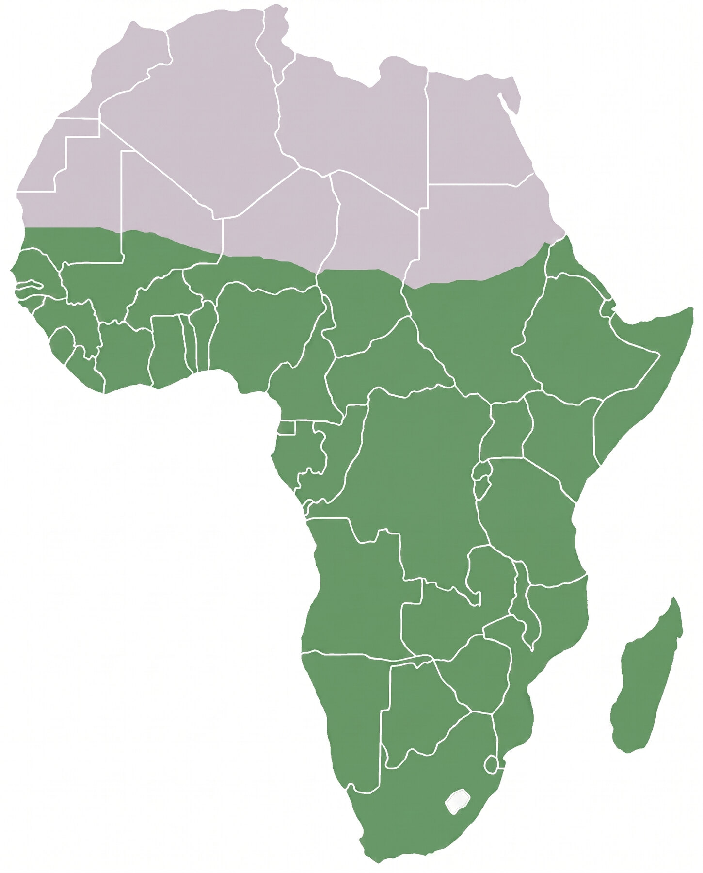Apex slideshow map of Africa with the northern Sahara shaded separately from sub-Saharan Africa