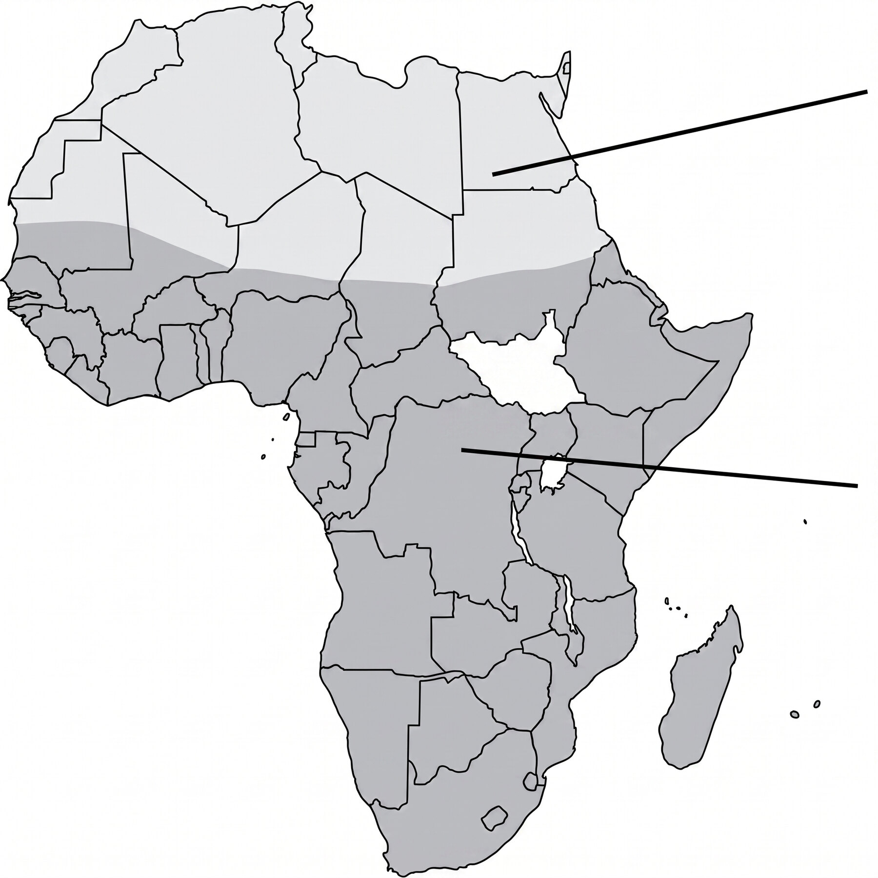 Apex's Q3 map. Light northern band: Sahara. Darker south: sub-Saharan Africa.